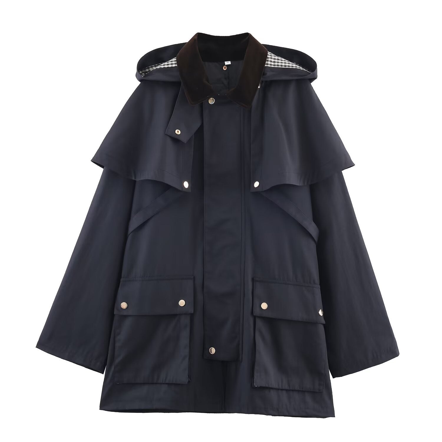 Veste imperméable bleu marine avec capuche - NUN0114