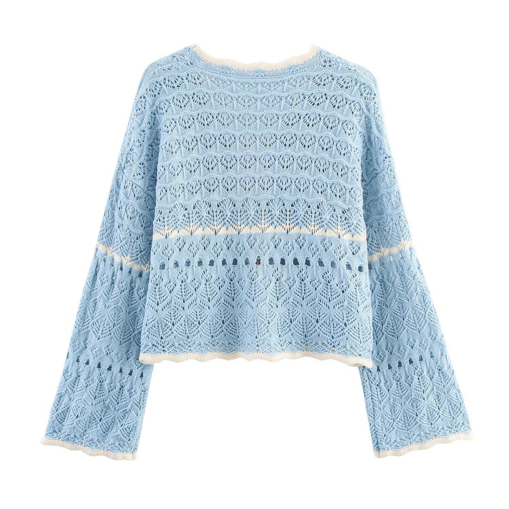 Cardigan ajouré bleu ciel - NUN0116