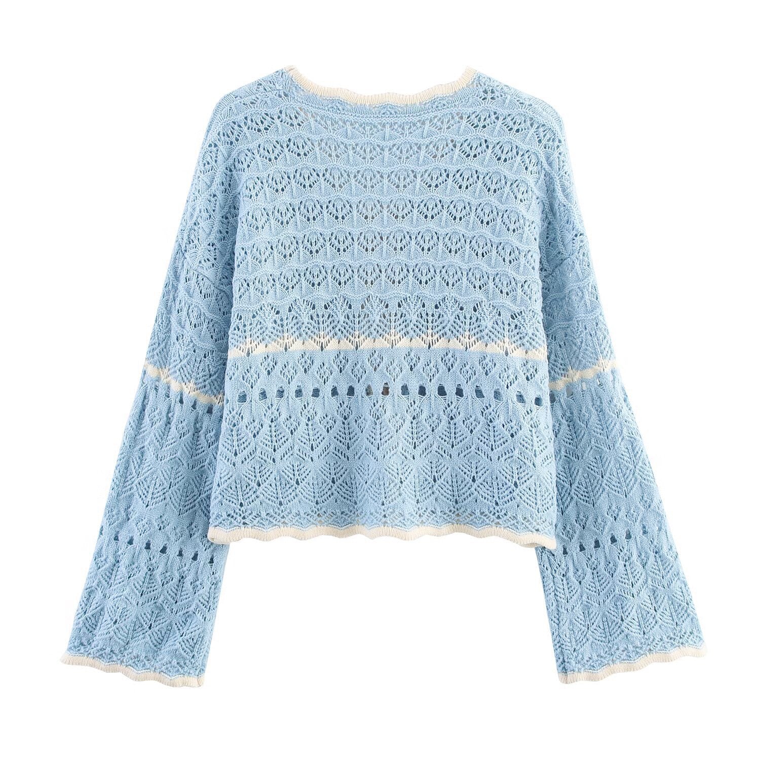 Cardigan ajouré bleu ciel - NUN0116