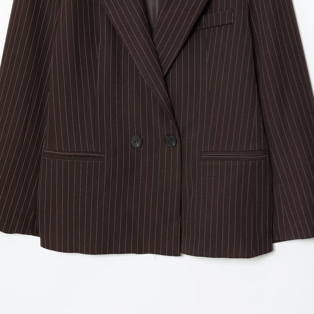 Blazer marron à rayures - NUN0111