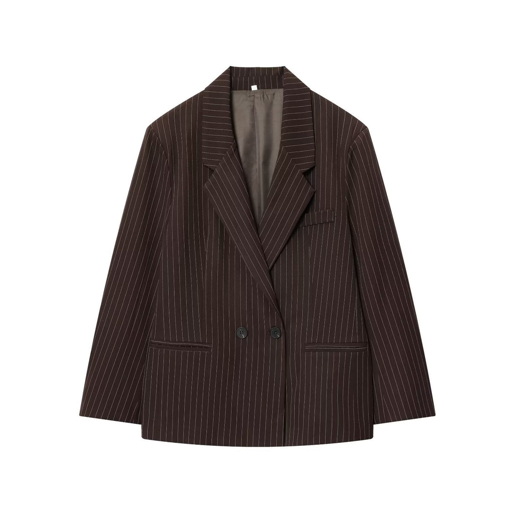 Blazer marron à rayures - NUN0111