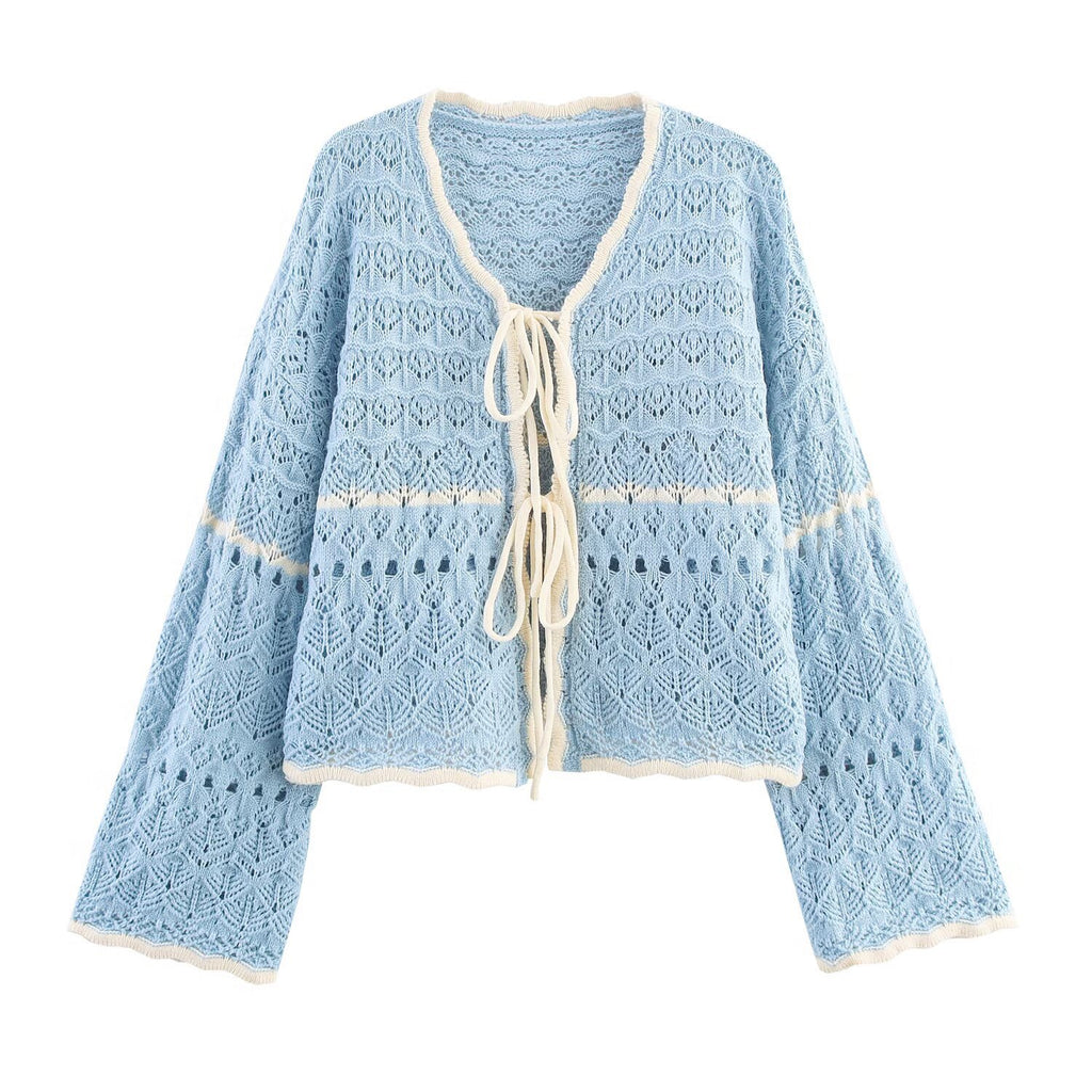 Cardigan ajouré bleu ciel - NUN0116