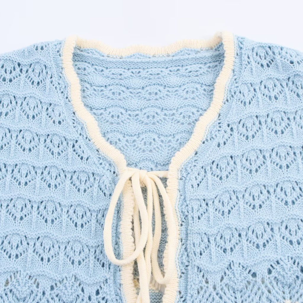 Cardigan ajouré bleu ciel - NUN0116