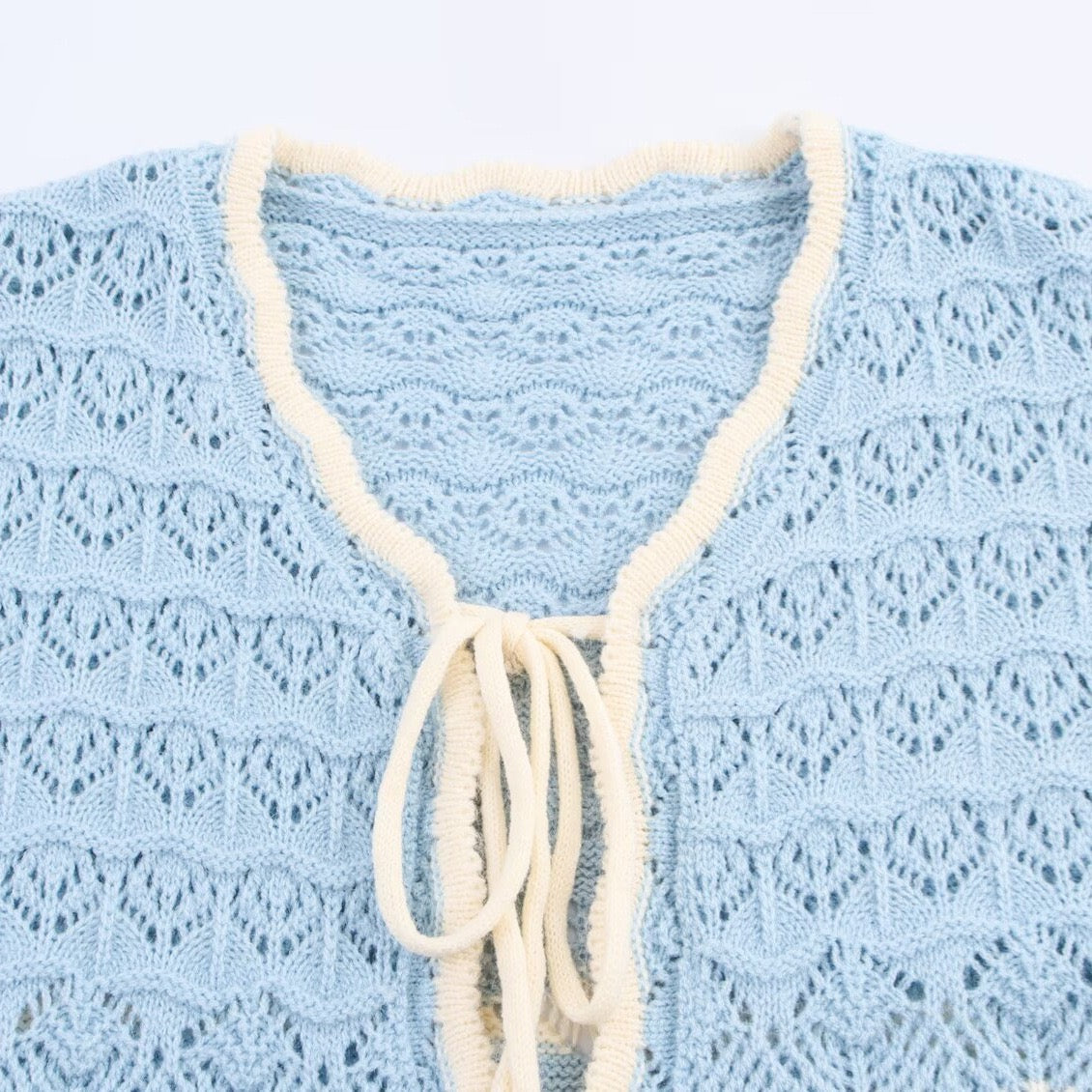 Cardigan ajouré bleu ciel - NUN0116