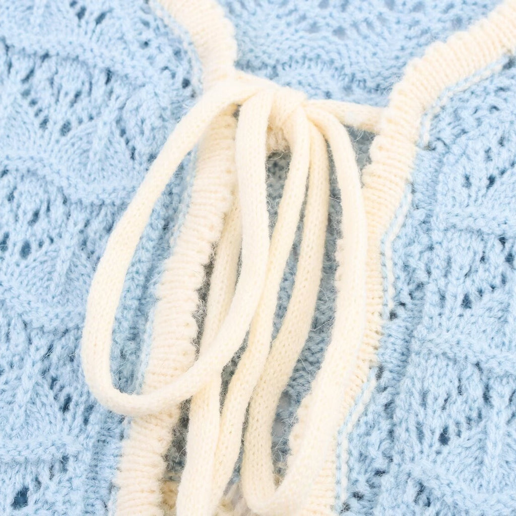 Cardigan ajouré bleu ciel - NUN0116
